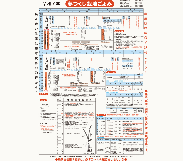 令和7年水稲栽培ごよみ (夢つくし)